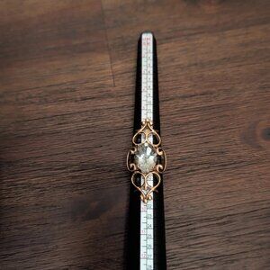 Rarities Carol Brodie - Gold plated over SS, large Prasiolite Tattoo Ring, size